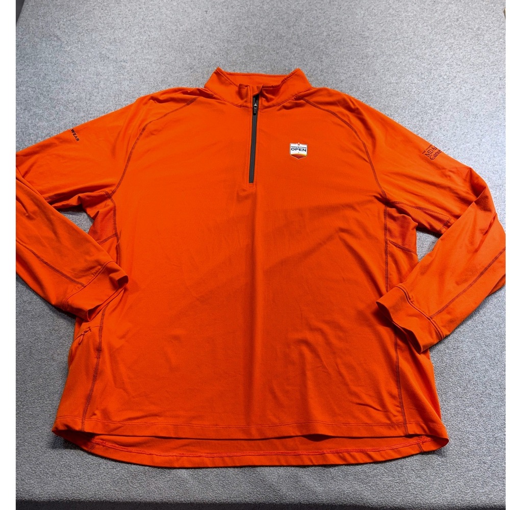 Levelwear Houston Open‎ Pullover Mens XL Orange 1/4 Zip Performance Golf Top